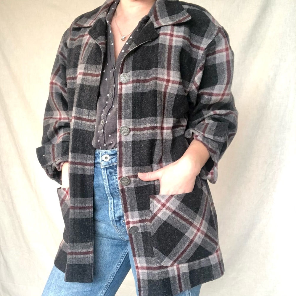 VTG Plaid Wool Mohair Blend Shacket Chore Coat